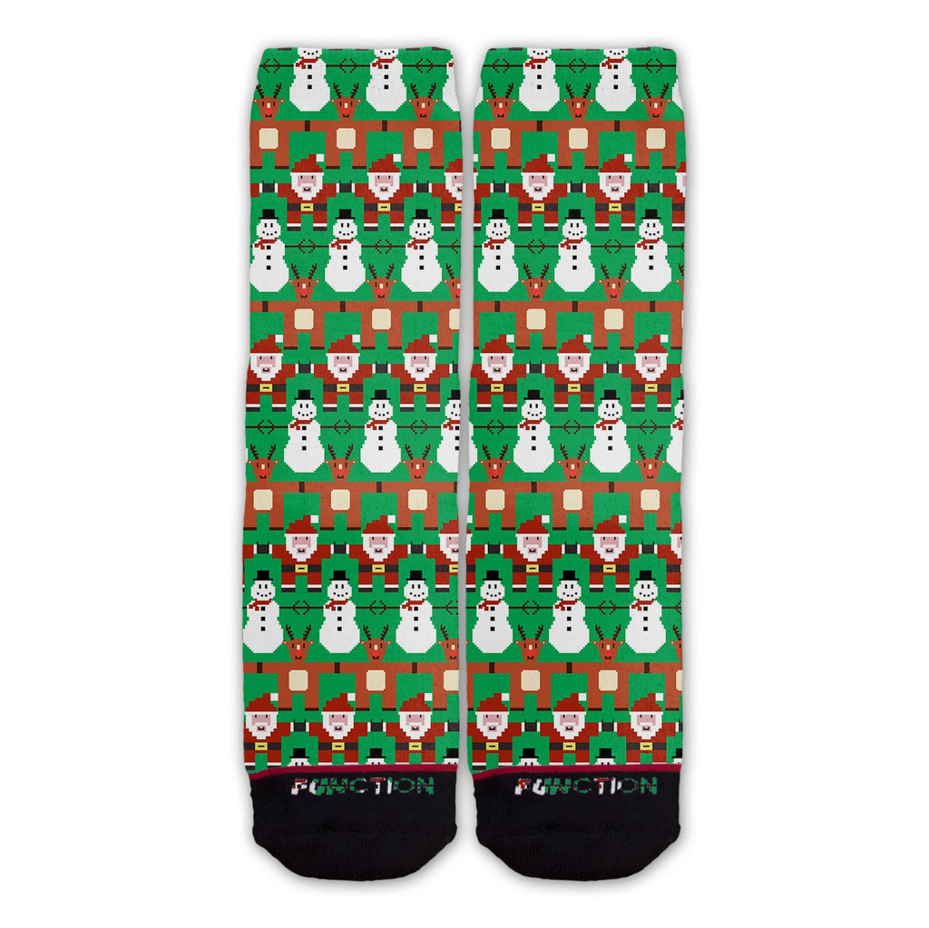 Function - 8-Bit Christmas Pattern Green Fashion Sock
