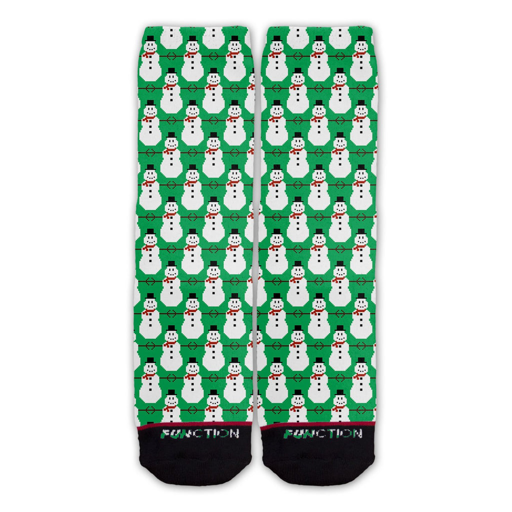 Function - 8-Bit Snowman Pattern Green Fashion Sock