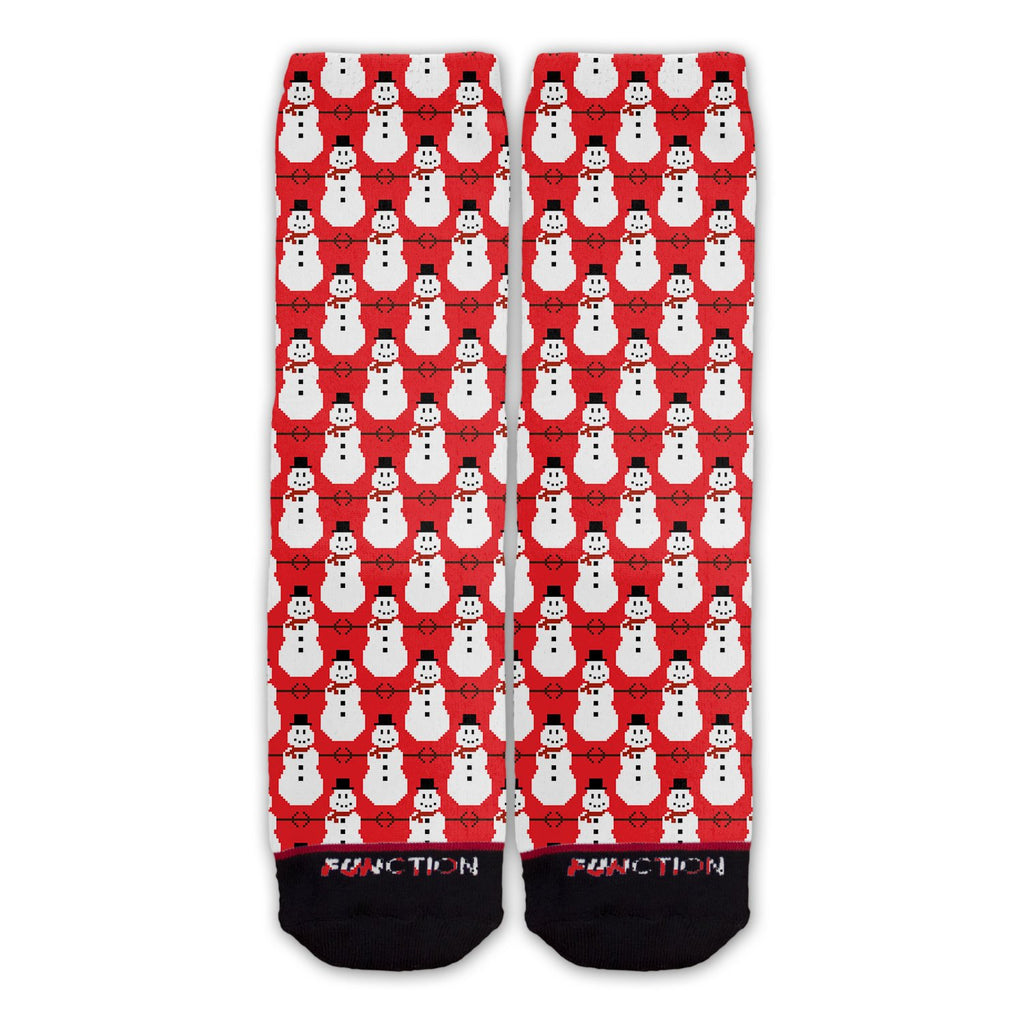 Function - 8-Bit Snowman Pattern Red Fashion Sock