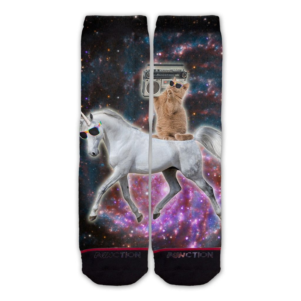 Function - Boombox Cat Riding Unicorn Fashion Sock