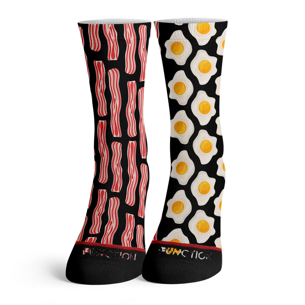 Function - Eggs And Bacon Mismatch Pattern Socks