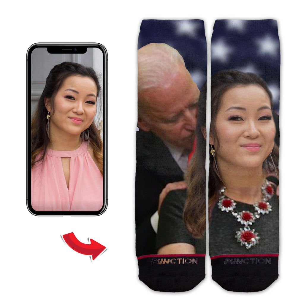 Function - Custom Joe Biden Whispering In Your Ear Funny Tall Crew Socks