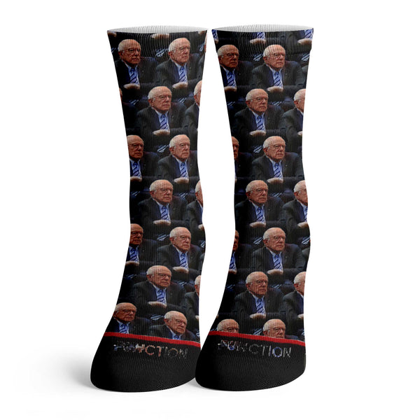 Function Bernie Sanders Arms Crossed Inauguration 25 Socks Meme Adult Crew President Democrat Joke Funny sitting