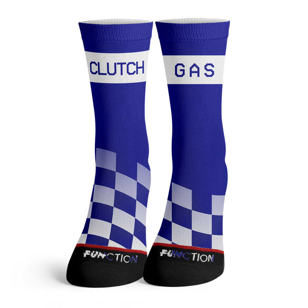 Function - Blue Clutch Gas Race Flag Socks Driver Car Racing Drift Shifting Gears