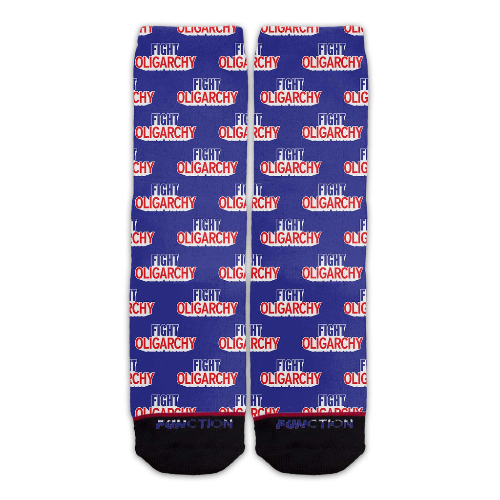 Function FIGHT OLIGARCHY Patriotic Political Statement Crew Socks – Unisex