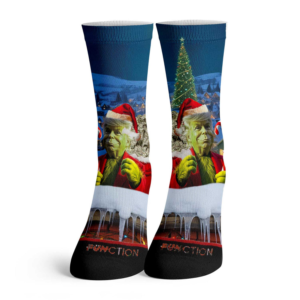 FUNCTION - How Trump Saved Xmas Adult Crew Socks - Donald President Republican Grinch Christmas Present Santa Funny Joke sock