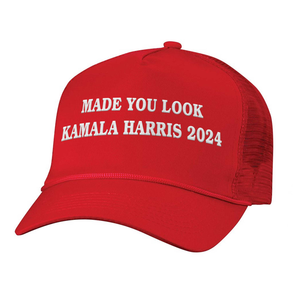 Function - Made You Look Kamala Harris 2024 Red Rope Trucker Snapback Hat Election Vote USA America