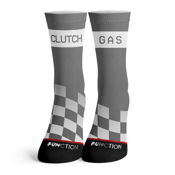 Function - Grey Clutch Gas Race Flag Socks Driver Car Racing Drift Shifting Gears