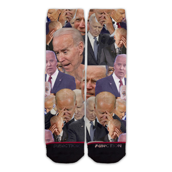 Function - Confused President Joe Biden Face Collage Anti Joe Election Adult Socks