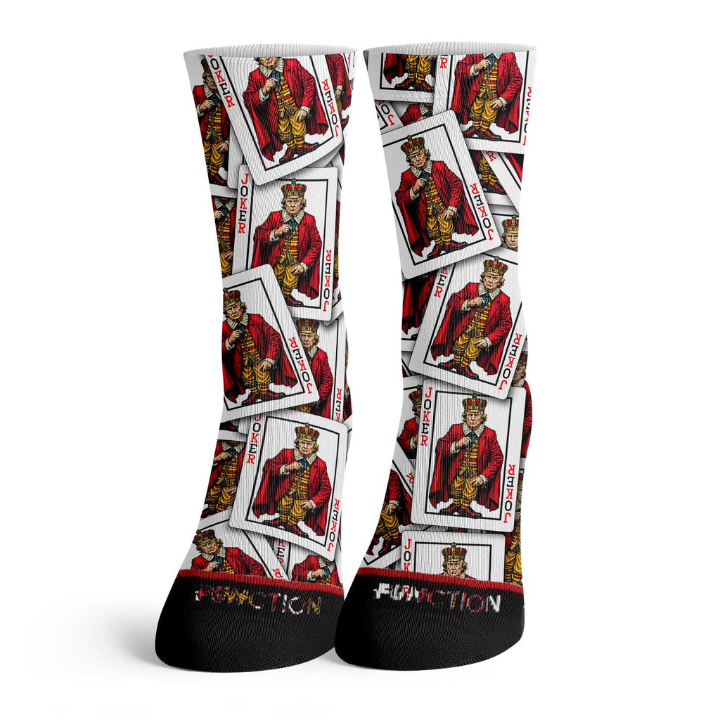 Function Joker Trump Playing Card Protest Adult Crew Socks