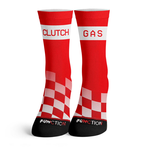 Function - Red Clutch Gas Race Flag Socks Driver Car Racing Drift Shifting Gears