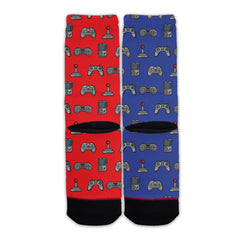 Function - Red Vs Blue Video Game Controller Adult Crew Socks Vintage Classic Gamer Nostalgia Gaming Gift