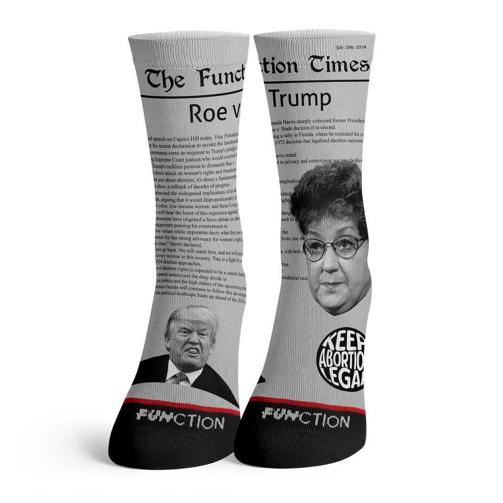 Roe v Trump Newsprint Socks - Keep Abortion Legal Statement - Political Fashion Anti Trump