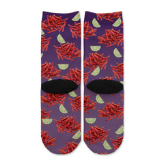 Function - Takis Spicy Snack Pattern Kids Crew Socks - Fun Food Novelty Chili Lime Design Youth Child