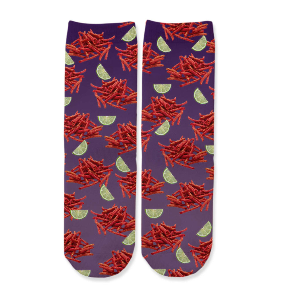 Function - Takis Spicy Snack Pattern Kids Crew Socks - Fun Food Novelty Chili Lime Design Youth Child