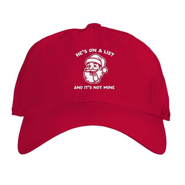 Function Hes On A List Santa Red Dad Hat Funny Christmas Embroidered Political Joke Adjustable Baseball Cap
