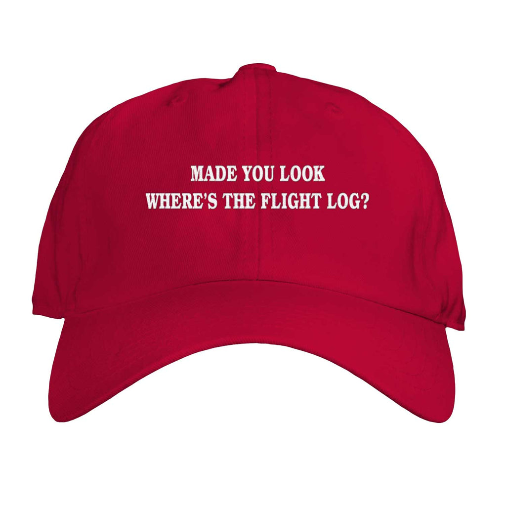 Function Made You Look Where's the Flight Log Red Dad Hat Embroidered Unstructured Adjustable Strapback Cap Epstein List File