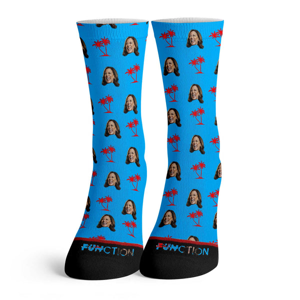 Function - Kamala Harris Coconut Tree Socks Pattern Crew Socks