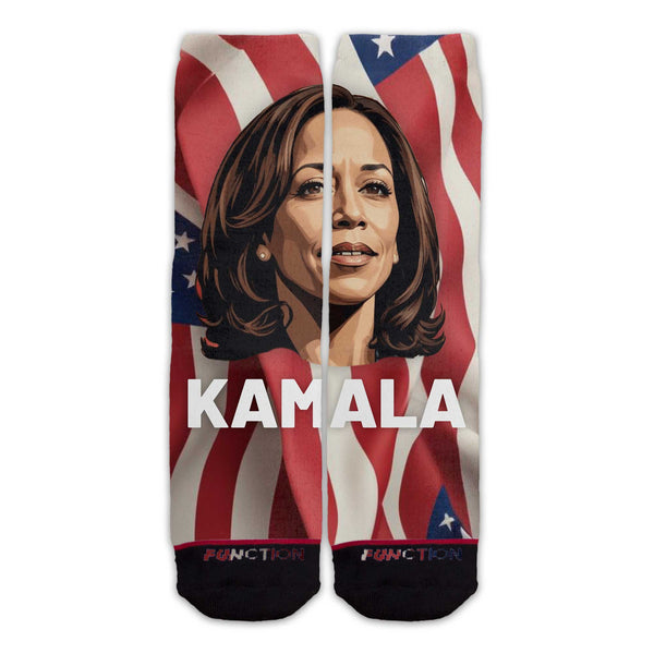 Function - Kamala Harris Patriotic Portrait American Flag Waving Socks