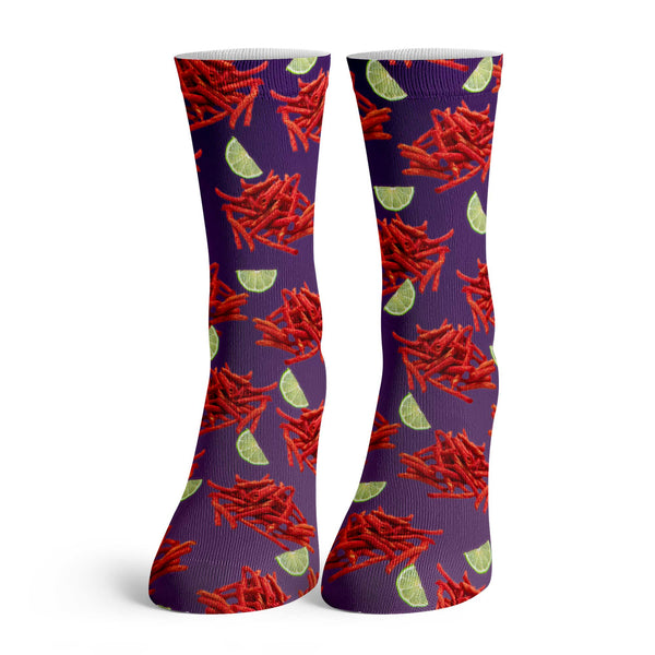 Function - Takis Spicy Snack Pattern Kids Crew Socks - Fun Food Novelty Chili Lime Design Youth Child