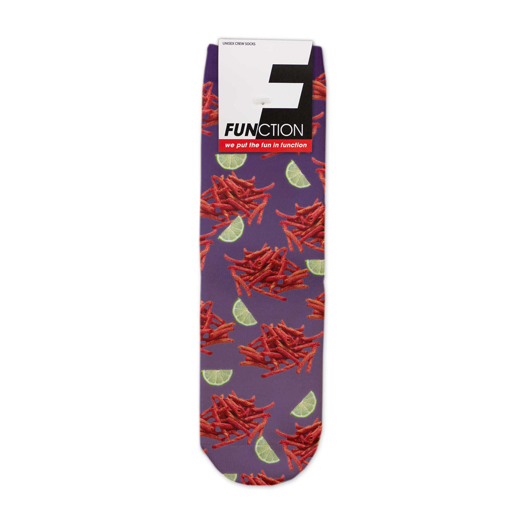 Function - Takis Spicy Snack Pattern Kids Crew Socks - Fun Food Novelty Chili Lime Design Youth Child
