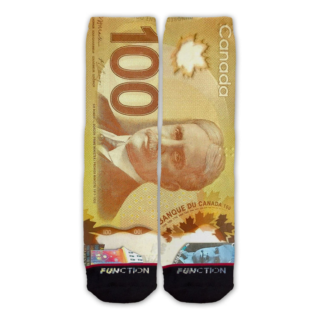 Function - Canadian 100 Dollar Bill Fashion Socks Money Looney