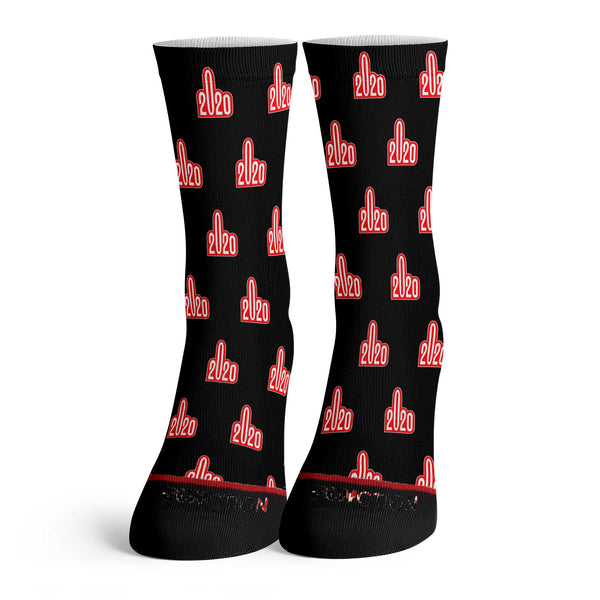 Function - 2020 Middle Finger Pattern Socks New Year 2021 Dumpster Fire Meme Trump Disaster