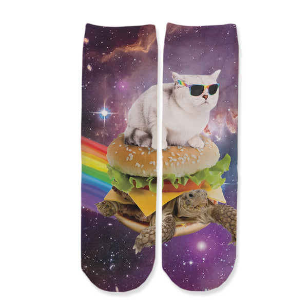 Function - Kids Galaxy Cat Surfing Burger Turtle Youth Boys Girls Children Fashion Socks