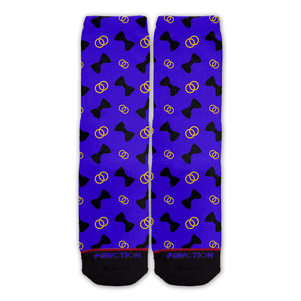 Function - Wedding Groom Bowties and Rings Novelty Fashion Socks Blue