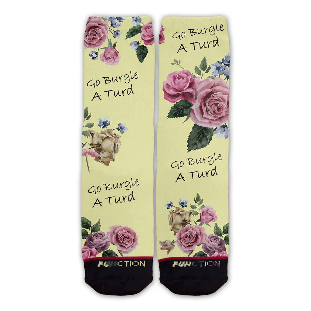 Function - Go Burgle a Turd Floral Fashion Socks