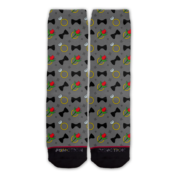 Function - Wedding Bowties Roses and Diamond Rings Fashion Socks
