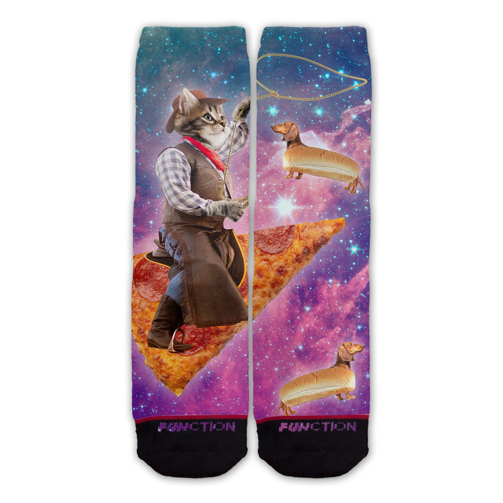 Function - Pizza Space Cowboy Cat Fashion Socks With Hot Dog Dachshunds Funny