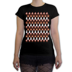 Function -  8-Bit Christmas Pattern Women's Fashion T-Shirt Black