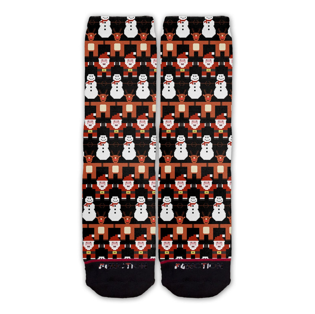 Function - 8-Bit Christmas Pattern Black Fashion Sock