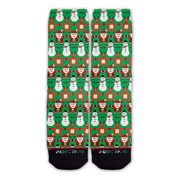 Function - 8-Bit Christmas Pattern Green Fashion Sock