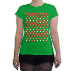 Function -  8-Bit Reindeer Pattern Women's Fashion T-Shirt Kelly Green