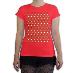 Function -  8-Bit Reindeer Pattern Women's Fashion T-Shirt Red