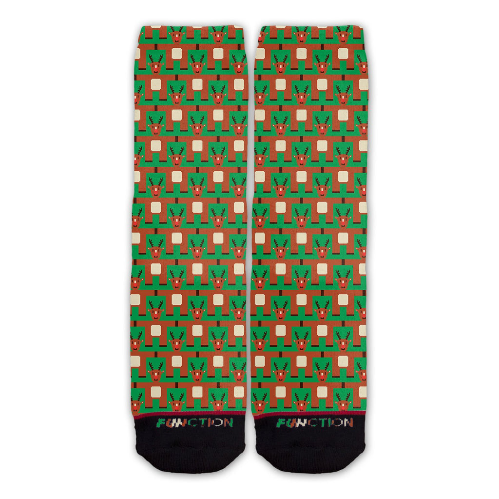 Function - 8-Bit Reindeer Pattern Green Fashion Sock
