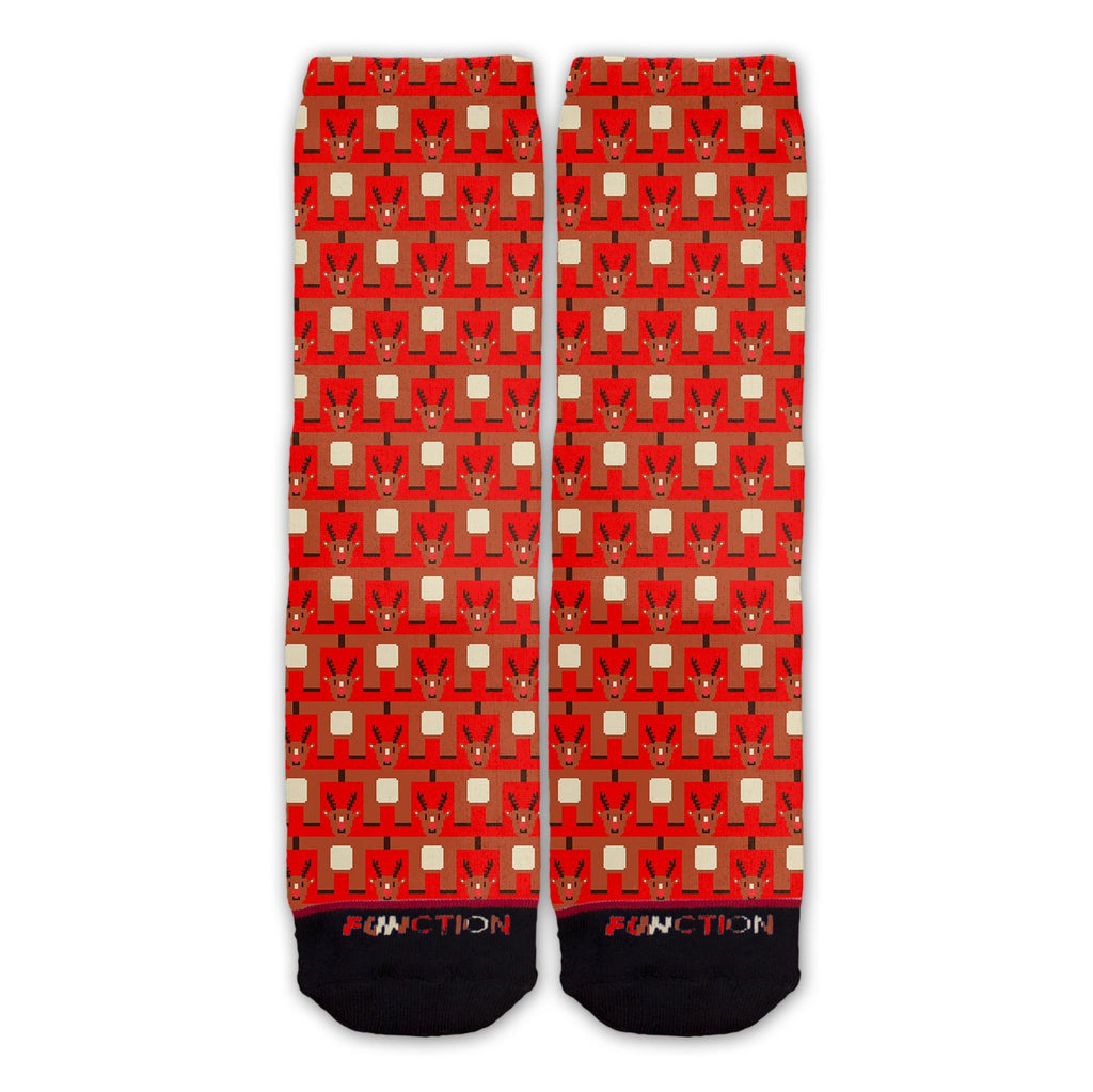 Function - 8-Bit Reindeer Pattern Red Fashion Sock