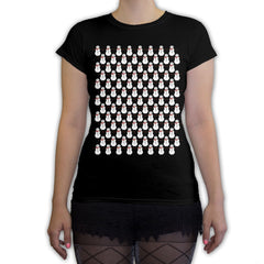 Function -  8-Bit Snowman Pattern Women's Fashion T-Shirt Black
