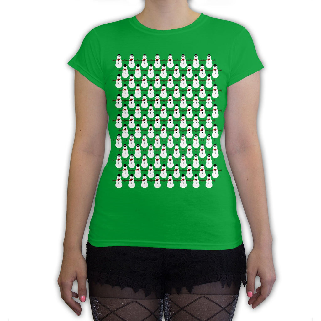 Function -  8-Bit Snowman Pattern Women's Fashion T-Shirt Kelly Green