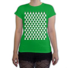 Function -  8-Bit Snowman Pattern Women's Fashion T-Shirt Kelly Green