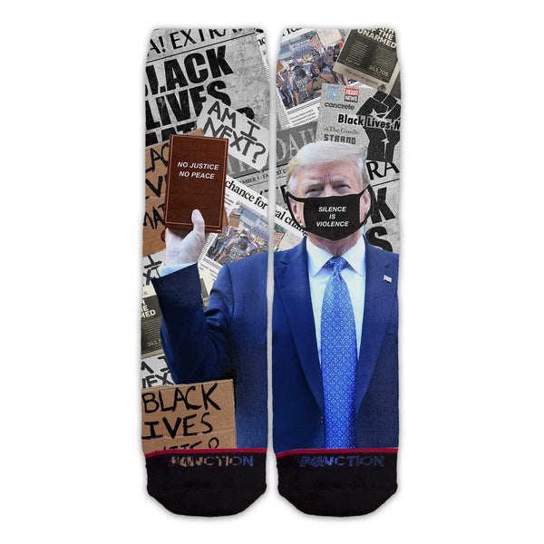 Function - Anti Donald Trump BLM Black Lives Matter No Justice No Peace Silence Is Violence Tall Crew Socks