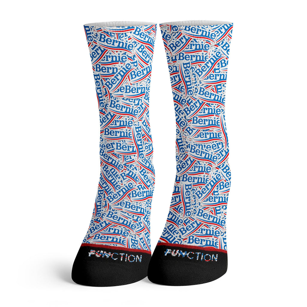 Function - Bernie Sanders Repeating Sticker Pattern  2020 Fashion Socks Democrat Rally Vote