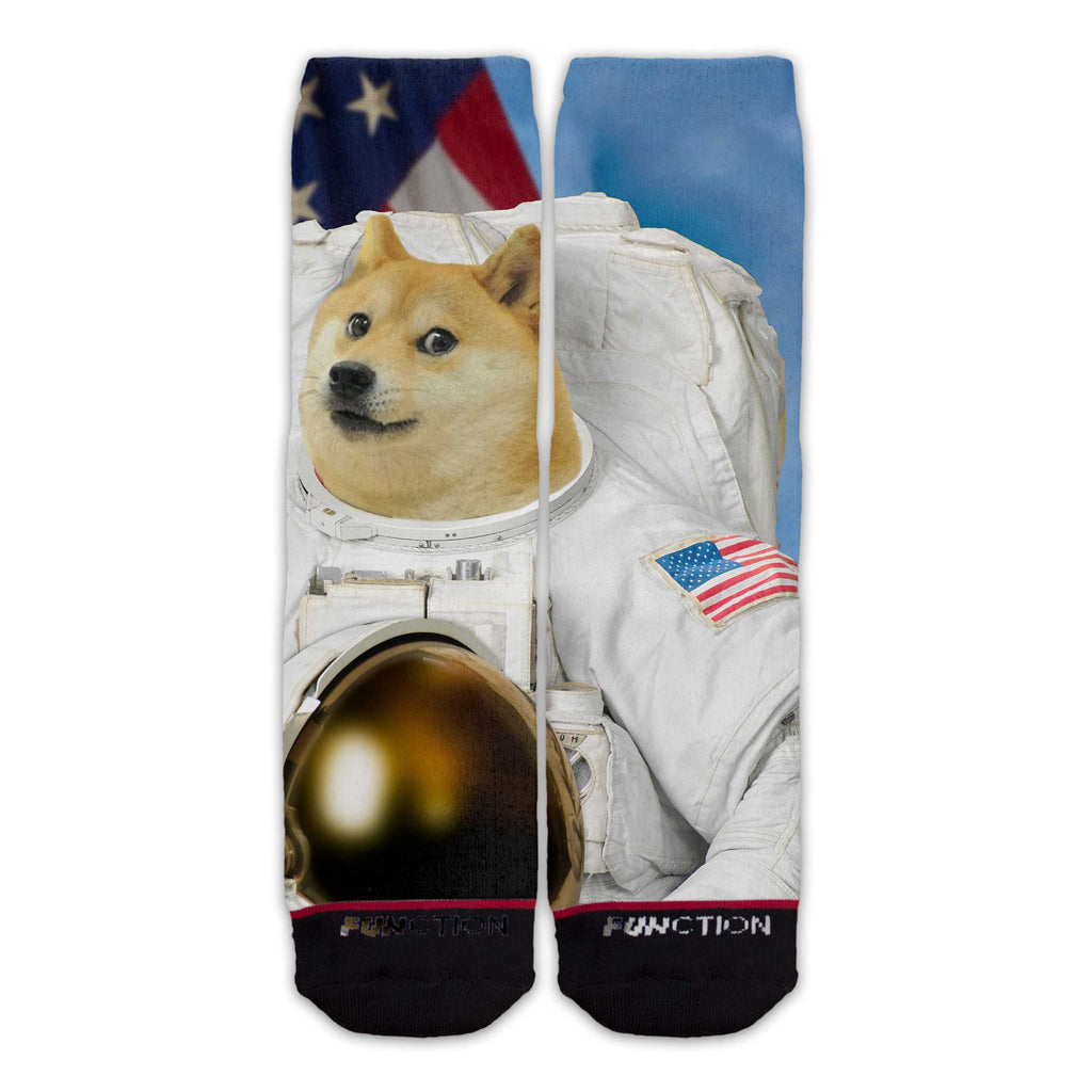 Function - Dog Coin Astronaut Crypto Currency Rocket To The Moon Stock Market Fashion Socks