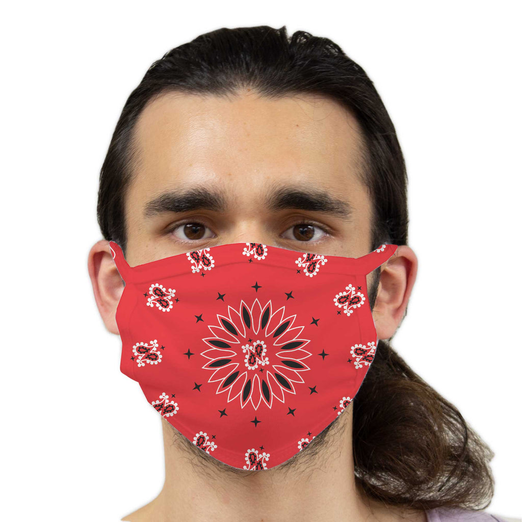 Function - Red Bandana Pattern Breathable Reusable Washable Face Cover Mask