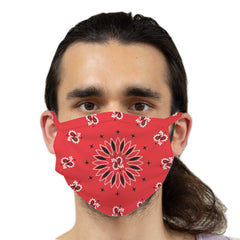 Function - Red Bandana Pattern Breathable Reusable Washable Face Cover Mask