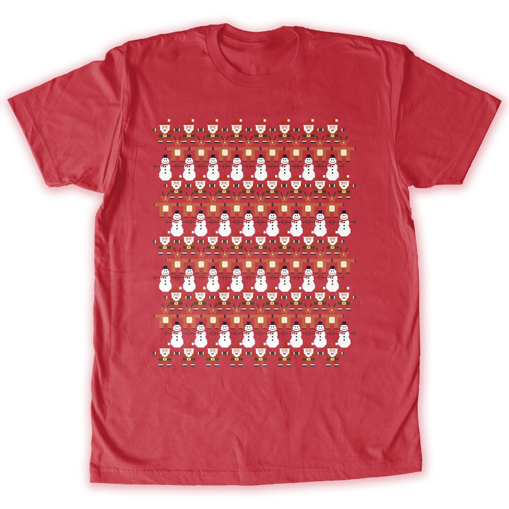 Function -  8-Bit Christmas Pattern Men's Fashion T-Shirt Red