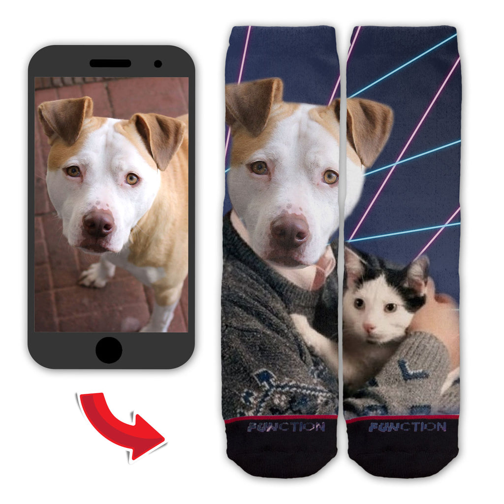 Function - Custom Animal Portrait With Cats and Lasers Fashion Socks