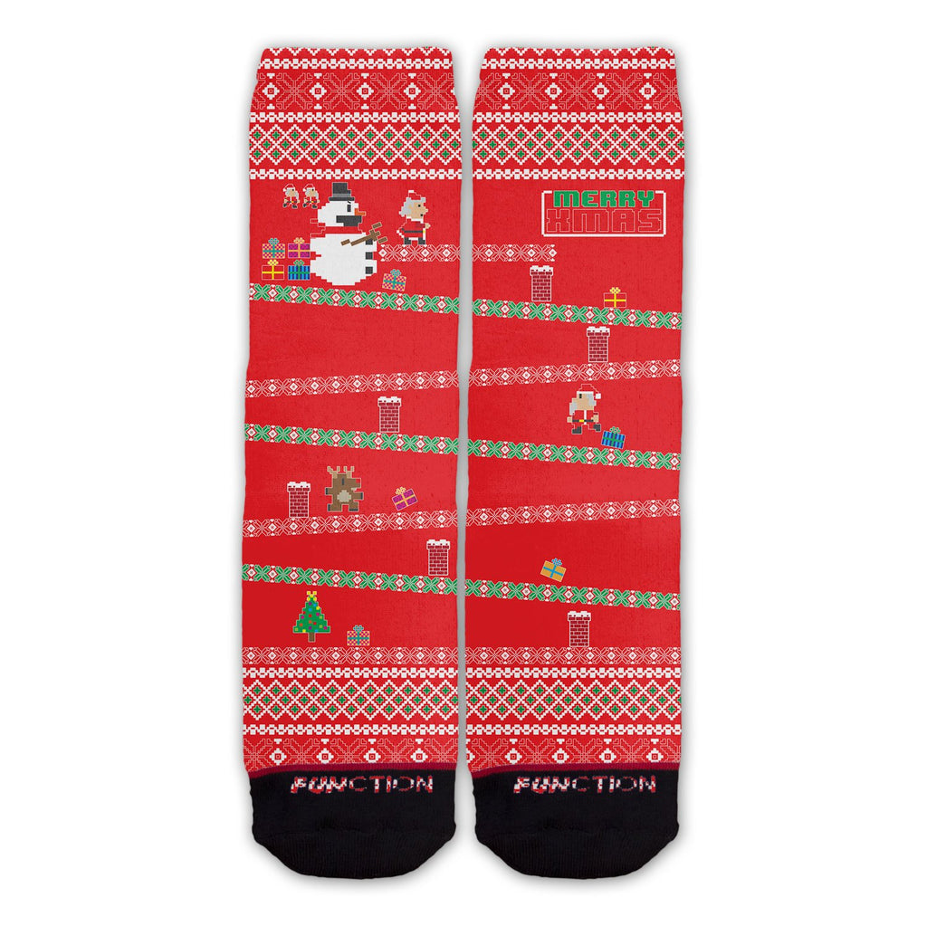 Function - 8-Bit Santa Arcade Ugly Christmas Sweater Red Fashion Sock